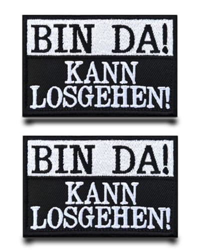 2 Stück"BIN DA!KANN LOSGEHEN!"Lustig Flagge Patch Gestickt Abzeichen Aufnäher mit Stickerei Taktisch Militär Patch Applikation für Kleidung Taschen Weste Jacke Rucksäcke von Tuyatezhi