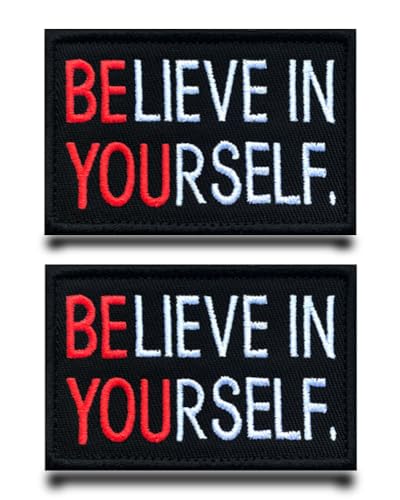2 Stück "Believe in Yourself"-Patch, lustiges Emblem, bestickter Verschluss, Klettverschluss, taktische Militär-Patches für Kleidung, Jeans, Mützen, Taschen, Hüte, Rucksäcke, Jacken, Westen von Tuyatezhi