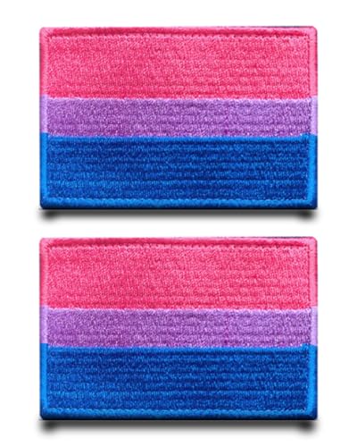 2 Stück Bisexual Flagge Patch Abnehmbare Aufnäher mit Klettverschluss Lustige Taktisch Militär Patch Applikation für Weste Hundegeschirr Kleidung Taschen Rucksäcke Draussen Jacke Jeans Baseballkappe von Tuyatezhi