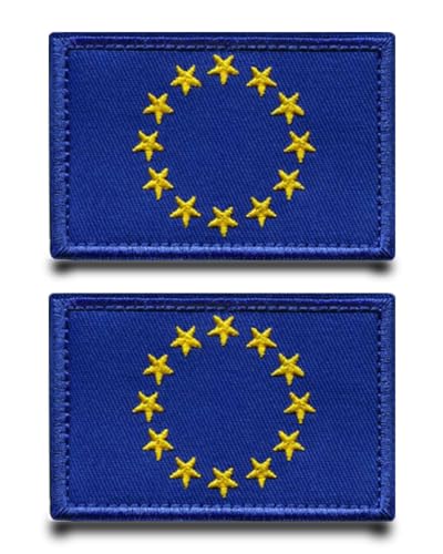 2 Stück Blau Europäische Union Flagge Patch Abnehmbare Aufnäher mit Nylon Taktisch Militär Patch Applikation für Kleidung Stickereibänder Rucksäcke Jacke Jeans Taschen Weste Hundegeschirr von Tuyatezhi