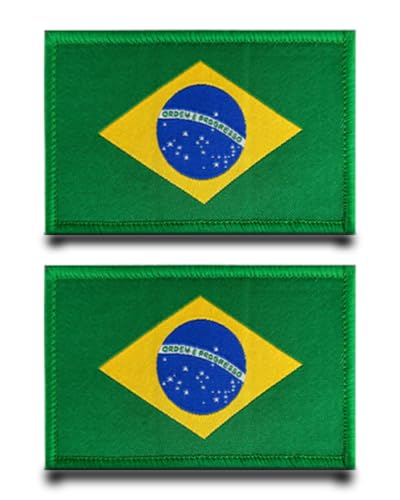 2 Stück Brasilien Flagge Patch Abnehmbare Aufnäher mit Klettverschluss Brazil Taktisch Militär Patch Applikation für Kleidung Jacke Taschen Rucksäcke Weste Hundegeschirr Draussen Jeans von Tuyatezhi