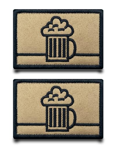 2 Stück Braun Bier Patch Klett Taktische Militär Patch,Aufnäher mit Klettverschluss Airsoft Patch für Jacke Klettbänder Rucksäcke Taktische Kleidung Taschen Abzeichen von Tuyatezhi