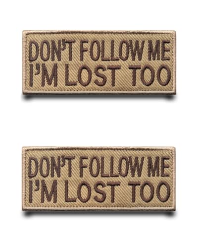 2 Stück Dont Follow ME I'm Lost Too Braun Lustige Patch Abnehmbare Aufnäher mit Klettverschluss Flagge Patch Applikation für Jacke Weste Kleidung Baseballkappe Rucksäcke Draussen Taschen von Tuyatezhi