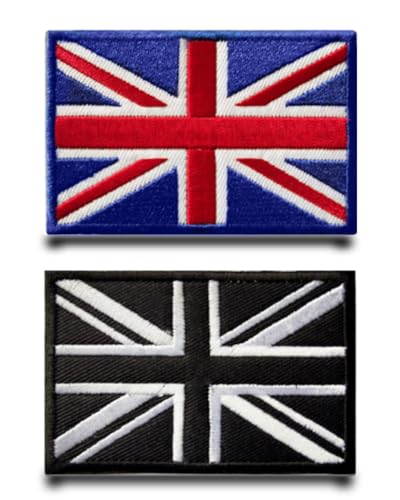 2 Stück Britisch Flagge-Patch Stickerei Taktische Militär England Patch, Aufnäher Mit Nylon Airsoft Patch Für Stickereibänder Jacke Rucksäcke Taktische Kleidung Taschen Abzeichen von Tuyatezhi