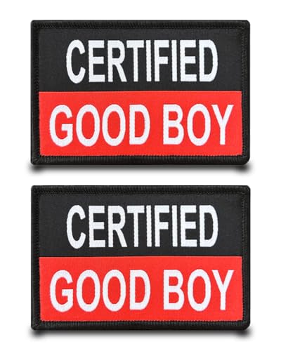 2 Stück CERTIFIED GOOD BOY Lustiger Flagge Patch Anerkannter Guter Junge Gestickt Abzeichen Aufnäher mit Stickerei Taktisch Militär Patch Applikation für Jacke Jeans Rucksäcke Kleidung Taschen Weste von Tuyatezhi