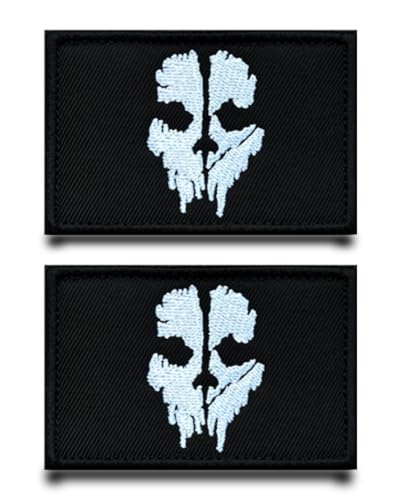 2 Stück Call of Duty Der Schädel Flagge Patch Abnehmbare Aufnäher mit Klettverschluss Taktisch Militär Patch Applikation für Kleidung Klettbänder Rucksäcke Jacke Jeans Taschen Weste Hundegeschirr von Tuyatezhi