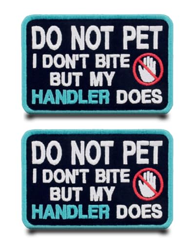 2 Stück DO NOT PET I DON'T BITE BUT MY HANDLER DOES Lustige Patch Stickerei Taktische Militär Aufnäher mit Stickerei Airsoft Patch für Taktische Hund Kleidung Baseballkappe Weste Hundegeschirr von Tuyatezhi