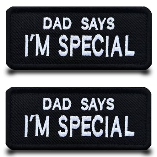 2 Stück "Dad Says I'M Special"Lustig Flagge Patch Gestickt Abzeichen Aufnäher mit Stickerei Taktisch Militär Patch Applikation für Kleidung Taschen Weste Jacke Rucksäcke von Tuyatezhi