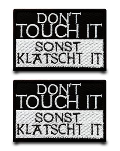 2 Stück Don't Touch It,Sonst Klatscht It Taktisch Patch Militär Abzeichen Aufnäher mit Klett Lustiger Flagge Patch Applikation für Jeans Rucksäcke Jacke Hundegeschirr Kleidung Taschen Weste von Tuyatezhi