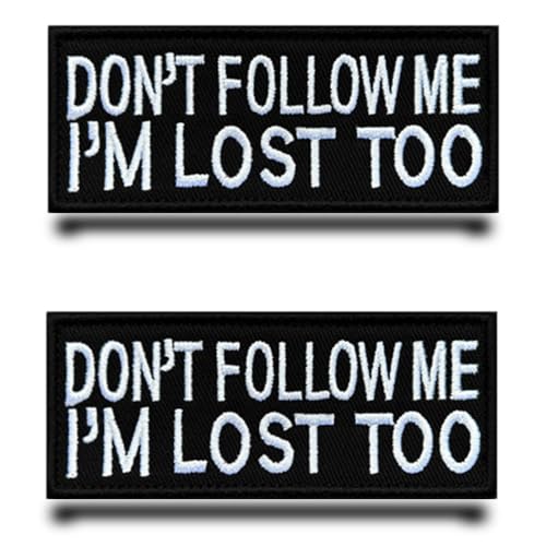 2 Stück"Dont Follow ME I'm Lost Too"Lustig Flagge Patch Gestickt Abzeichen Aufnäher mit Klett Taktisch Militär Patch Applikation Für Jacke Rucksäcke Kleidung Taschen Weste von Tuyatezhi