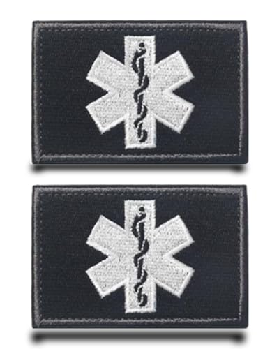 2 Stück EMS Sanitäter Kreuz Flagge Patch Abnehmbare Aufnäher mit Klettverschluss Taktisch Militär Patch Applikation für Kleidung Klettbänder Rucksäcke Jacke Jeans Taschen Weste Hundegeschirr von Tuyatezhi