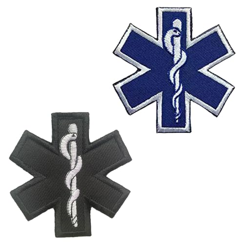 2 Stück EMT Star of Life Lustige Patch Abnehmbare Aufnäher mit Klettverschluss Taktische Militär Flagge Patch Applikation für Rucksäcke Draussen Taschen Jacke Weste Kleidung Baseballkappe von Tuyatezhi