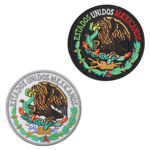 2 Stück Estados Unidos Mexicanos Tactical Emblem Patch Lustig Bestickter Verschluss Klettverschluss Applikation Militär Patches für Jeans, Taschen, Hüte, Kleidung, Rucksäcke, Jacken, Westen von Tuyatezhi