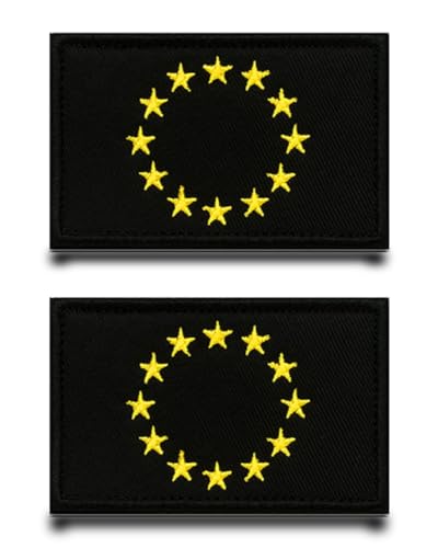 2 Stück Europäische Union Flagge-Patch Stickerei Taktische Militär Patch,Aufnäher Mit Nylon Airsoft Patch Für Taktische Kleidung Jacke Stickereibänder Taschen Abzeichen Rucksäcke von Tuyatezhi