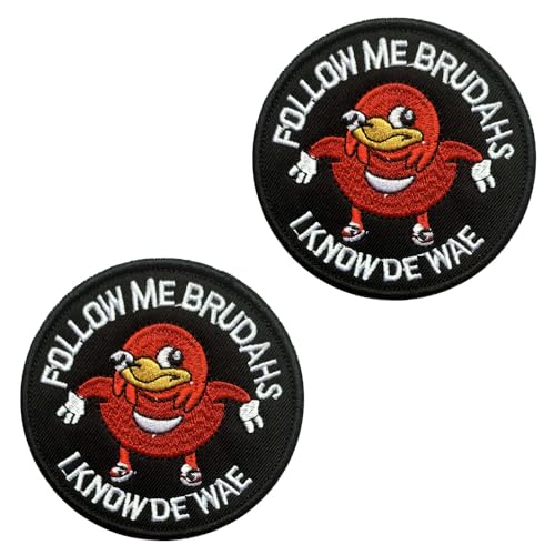 2 Stück FOLLOW ME BRUDDAHS I KNOW DE WAE Lustige Patch Abnehmbare Aufnäher mit Nylon Taktische Flagge Patch Applikation für Taschen Jacke Rucksäcke Draussen Weste Kleidung Baseballkappe von Tuyatezhi