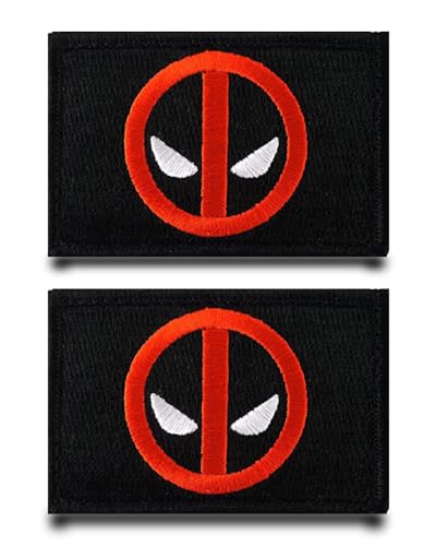 2 Stück Kompatibel mit Film Deadpool Logo Lustige Flagge Patch Abnehmbare Aufnäher mit Nylon Taktisch Militär Applikation für Weste Stickereibänder Rucksäcke Jacke Taschen Hundegeschirr Kleidung von Tuyatezhi