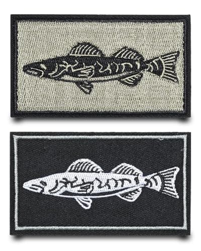 2 Stück Fisch-Aufnäher mit Klettverschluss, lustiger Verschluss, taktisches, buntes gesticktes Emblem, abnehmbare Militär-Applikation für Kleidung, Hüte, Jacken, Rucksäcke, Westen, Jeans, Nylonschild, von Tuyatezhi