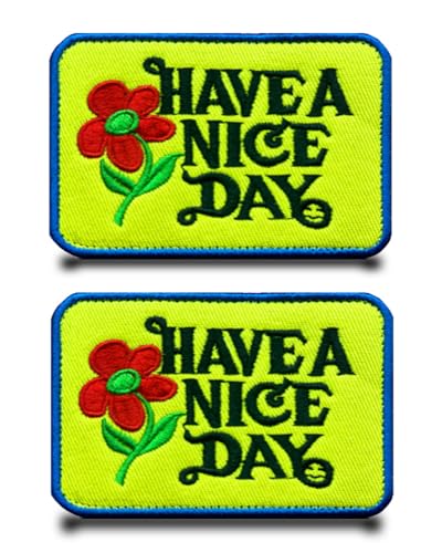 2 Stück Fluoreszierend HAVEA NICE DAY Lustige Patch Abnehmbare Aufnäher mit Stickerei Flagge Patch Applikation für Jacke Weste Kleidung Baseballkappe Rucksäcke Draussen Taschen von Tuyatezhi