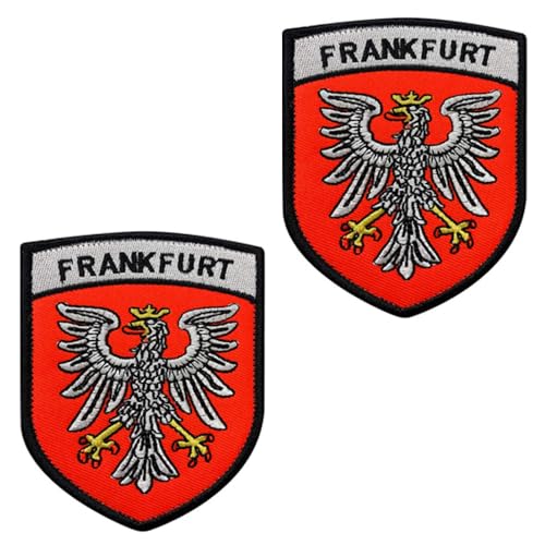 2 Stück"Frankfurt"Schild Bestickt Flagge Patch Aufnäher Abnehmbare mit Stickereiverschluss Applikation Taktisch Militär Patch für Jacke Weste Kleidung Rucksäcke Baseballkappe Taschen von Tuyatezhi