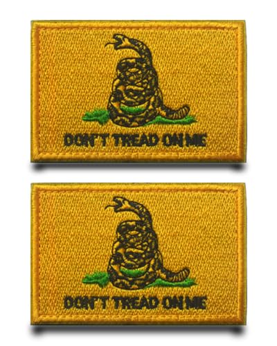 2 Stück Gelb"Don't Tread On Me" Flagge Patch Abnehmbare Aufnäher mit Klettverschluss Taktisch Militär Patch Applikation für Kleidung Klettbänder Rucksäcke Jacke Jeans Taschen Weste Hundegeschirr von Tuyatezhi