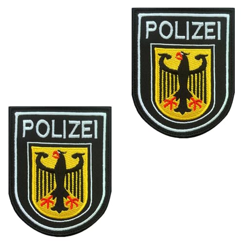 2 Stück Gold POLIZEI Schild Lustige Patch Abnehmbare Aufnäher mit Klettverschluss Flagge Patch Applikation für Kleidung Baseballkappe Rucksäcke Draussen Taschen Jacke Weste von Tuyatezhi