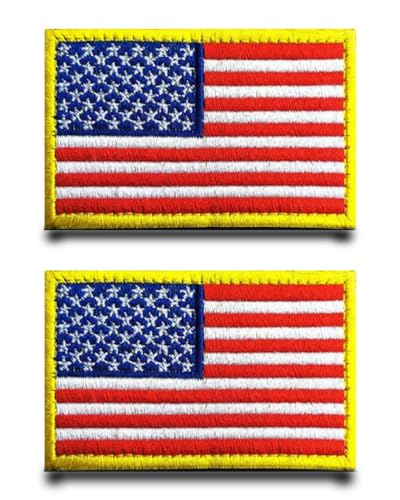 2 Stück Gold USA Flagge Patch Klett Taktische Militär Patch,Aufnäher Mit Klettverschluss Airsoft Patch Für Taktische Kleidung Jacke Klettbänder Taschen Abzeichen Rucksäcke von Tuyatezhi