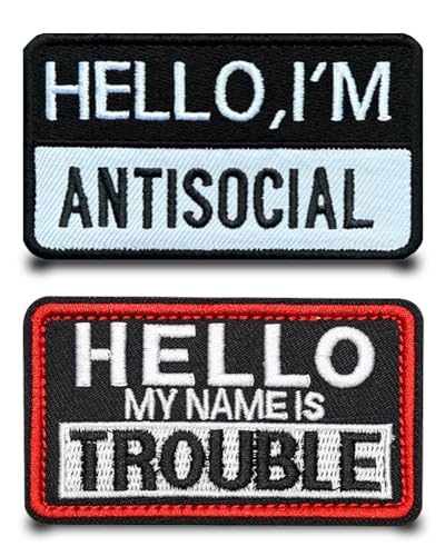 2 Stück Hello Quotations lustige bestickte Applikationen Hakenschlaufe abnehmbares Armband taktischer Verschluss Militärflagge Patch für Kleidung, Hundegeschirr, Rucksäcke, Westen, Taschen, Jacken, von Tuyatezhi