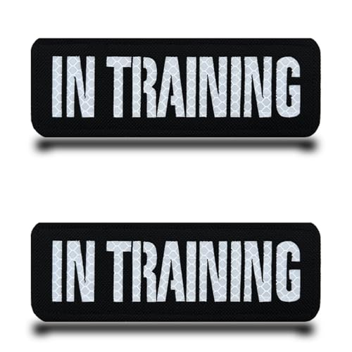 2 Stück"IN TRAINING"In Ausbildung Flagge Patch Abnehmbare Infrarot IR Reflektiv Klett Patch Applikation für Blindenhunde Geschirrweste Diensthunde mittelgroße Groß Hunde von Tuyatezhi