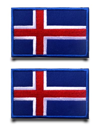 2 Stück Island Flagge-Patch Stickerei Taktische Militär iceland Patch, Aufnäher Mit Nylon Airsoft Patch Für Stickereibänder Jacke Rucksäcke Taktische Kleidung Taschen Abzeichen von Tuyatezhi