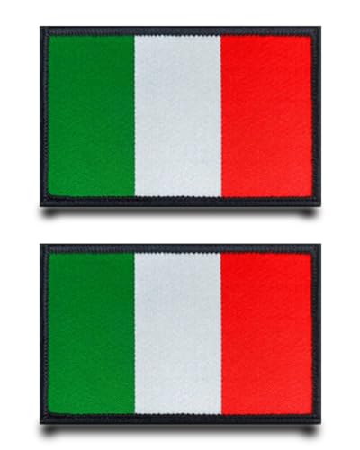 2 Stück Italien Flagge-Patch Stickerei Taktische Militär Italienisch Patch,Aufnäher Mit Nylon Airsoft Patch Für Jacke Stickereibänder Taschen Abzeichen Rucksäcke Taktische Kleidung von Tuyatezhi