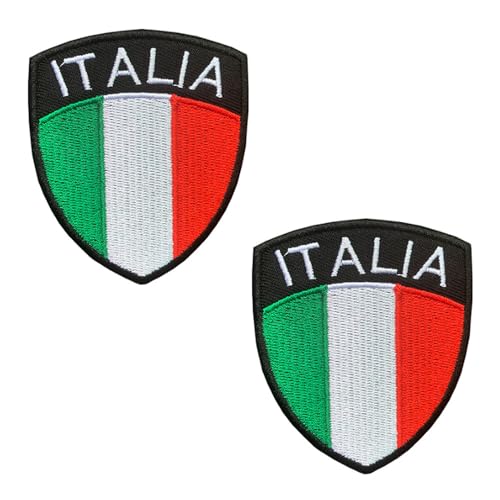 2 Stück Italy Taktisch Italienisch Schild Emblem Flagge Patch Bügelbild Aufbügler Iron On Sew On Flicken Taktisch Militär Applikation für Kleidung Baseballkappe Taschen Weste Jacke Rucksäcke von Tuyatezhi