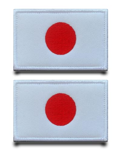 2 Stück Japan Flagge Patch Abnehmbare Aufnäher mit Stickereiverschluss Taktisch Militär Patch Applikation für Jacke Jeans Taschen Rucksäcke Weste Hundegeschirr Draussen Kleidung von Tuyatezhi