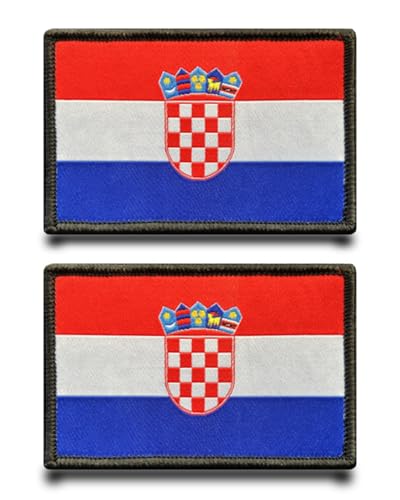 2 Stück Kroatien Flagge Patch Abnehmbare Aufnäher mit Klettverschluss Applikation Taktisch Militär Patch für Kleidung Rucksäcke Jacke Taschen Weste von Tuyatezhi