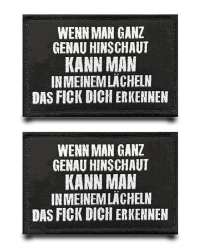 2 Stück Lustige"Wenn Man Ganz Genau Hinschaut"Flagge Patch Abnehmbare Aufnäher mit Klettverschluss Applikation Taktisch Militär Patch für Kleidung Rucksäcke Jacke Taschen Weste von Tuyatezhi