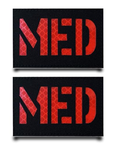 2 Stück MED IR Reflektierend Flagge Patch Abnehmbare Aufnäher mit Stickereiverschluss Taktisch Militär Patch Applikation für Weste Kleidung Stickereibänder Rucksäcke Jacke Taschen von Tuyatezhi