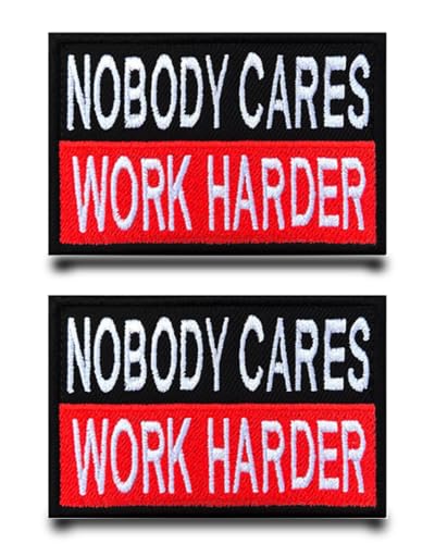 2 Stück"NOBODY CARES WORK HARDER"Flagge Patch Klett Taktische Militär Patch Aufnäher mit Klettverschluss Airsoft Patch für Taschen Abzeichen Rucksäcke Taktische Kleidung Jacke Klettbänder von Tuyatezhi