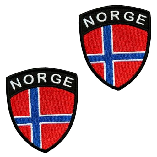 2 Stück NORWEGEN Schild Flagge Patch Bügelbild Aufbügler Iron On Flicken Taktisch Militär Applikation für Kleidung Baseballkappe Taschen Weste Jacke Rucksäcke von Tuyatezhi