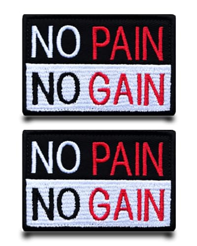 2 Stück"No Pain No Gain"Lustige Flagge Patch Abnehmbare Aufnäher mit Klettverschluss Applikation Taktisch Militär Patch für Jacke Weste Klettbänder Rucksäcke Taktische Kleidung Taschen Abzeichen von Tuyatezhi