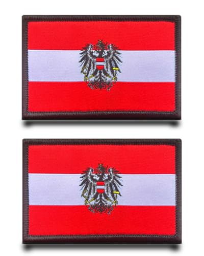 2 Stück Österreich-Adler Flagge Patch Stickerei Taktische Militär Patch,Aufnäher mit Stickereiverschluss Airsoft Patch für Stickereibänder Jacke Rucksäcke Taktische Kleidung Taschen Abzeichen von Tuyatezhi