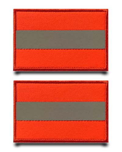 2 Stück Orange Sicherheit Reflektierend Lustige Patch Abnehmbare Aufnäher mit Klettverschluss Taktische Flagge Patch Applikation für Kleidung Baseballkappe Taschen Jacke Rucksäcke Draussen Weste von Tuyatezhi