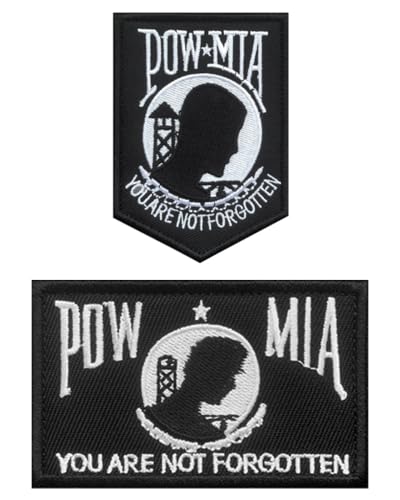 2 Stück"POW MIA YOU ARE NOT FORGOTTEN"Flagge Patch Bügelbild Aufbügler Iron On Flicken Taktisch Militär Applikation für Kleidung Baseballkappe Taschen Weste Jacke Rucksäcke von Tuyatezhi