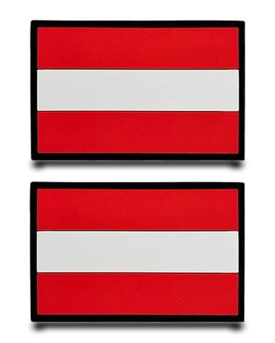 2 Stück PVC Österreich Lustige Patch Abnehmbare Aufnäher mit Klettverschluss 3D Taktische Flagge Patch Applikation für Baseballkappe Taschen Jacke Rucksäcke Draussen Weste Kleidung von Tuyatezhi