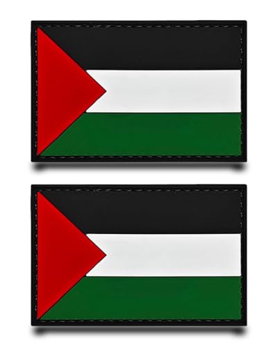 2 Stück PVC Palästina Lustige Patch Abnehmbare Aufnäher mit Klettverschluss 3D Taktische Flagge Patch Applikation für Kleidung Baseballkappe Taschen Jacke Rucksäcke Draussen Weste von Tuyatezhi