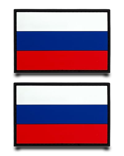 2 Stück PVC Russland Lustige Patch Abnehmbare Aufnäher mit Nylon 3D Taktische Flagge Patch Applikation für Kleidung Baseballkappe Taschen Jacke Rucksäcke Draussen Weste von Tuyatezhi