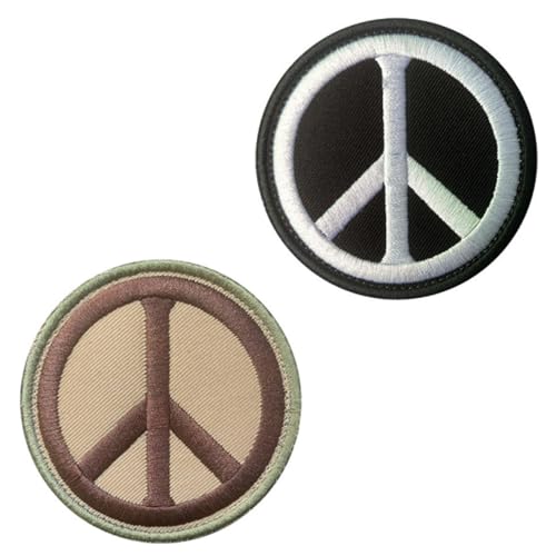 2 Stück Peace Zeichen Frieden Liebe Lustige Flagge Patch Abnehmbare Aufnäher mit Klettverschluss Applikation Taktisch Militär Patch für Kleidung Taschen Baseballkappe Jacke Weste Rucksäcke von Tuyatezhi