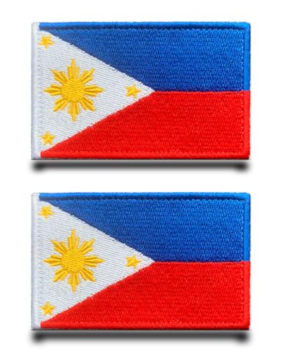 2 Stück Philippinen Flagge-Patch Klett Taktische Militär Patch,Aufnäher Mit Klettverschluss Airsoft Patch Für Jacke Klettbänder Rucksäcke Taktische Kleidung Taschen Abzeichen von Tuyatezhi