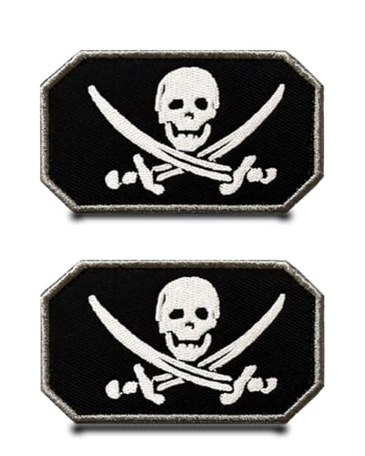 2 Stück Pirate Lustige Patch Abnehmbare Aufnäher mit Klettverschluss Taktische Militär Flagge Patch Applikation für Jacke Weste Kleidung Baseballkappe Rucksäcke Draussen Taschen von Tuyatezhi