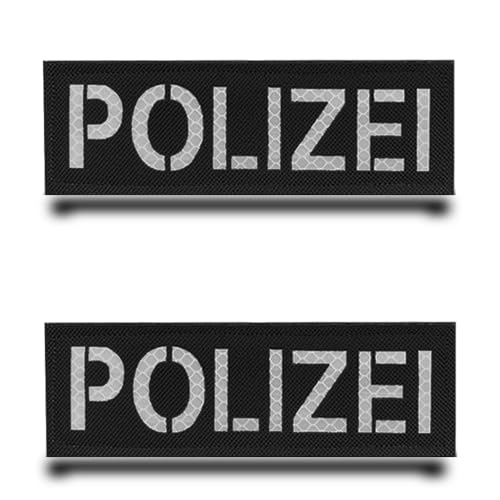 2 Stück"Polizei"Reflektierend Deutschland Polizei Infrarot IR Flagge Patch Gestickt Abzeichen Aufnäher mit Stickerei Taktisch Militär Patch Applikation für Jacke Rucksäcke Kleidung Taschen Weste von Tuyatezhi