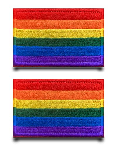 2 Stück Regenbogen Flagge Patch Stickerei Taktische Militär Patch,Aufnäher Mit Nylon Airsoft Patch Für Taktische Kleidung Jacke Stickereibänder Taschen Abzeichen Rucksäcke von Tuyatezhi