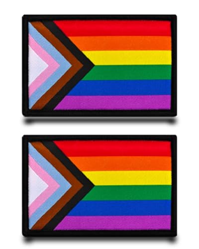 2 Stück Regenbogen-Verfahren Lustig Flagge Patch Gestickt Abzeichen Aufnäher mit Stickerei Taktisch Militär Patch Applikation für Kleidung Taschen Weste Jacke Rucksäcke von Tuyatezhi